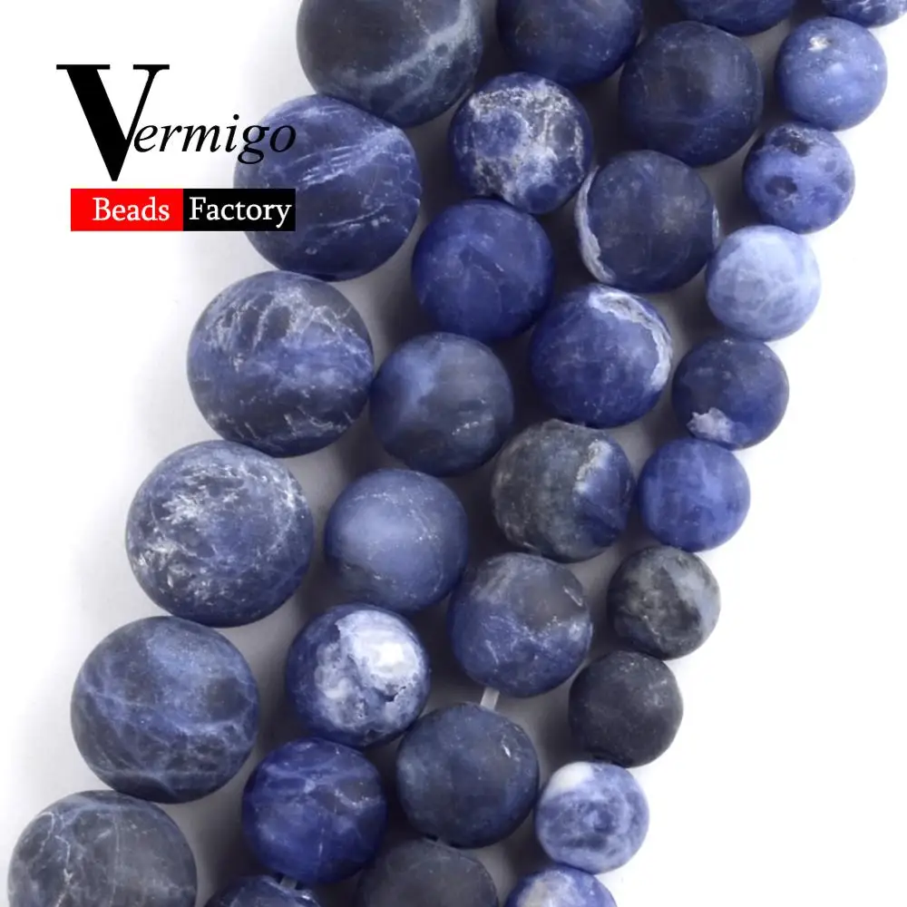 

Natural Dull Polished Sodalite Stone Beads For Jewelry Making 4 6 8 10 12mm Round Spacer Loose Beads Diy Bracelets Necklace 15''