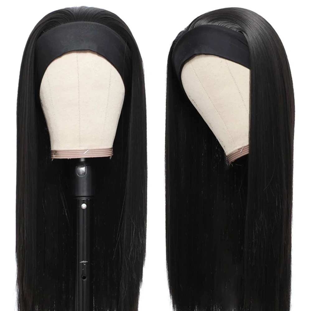 

Парик с головной повязкой Синтетические прямые бразильские обруч Омбре парик с головной повязкой s для черный Для женщин повседневные Прим...