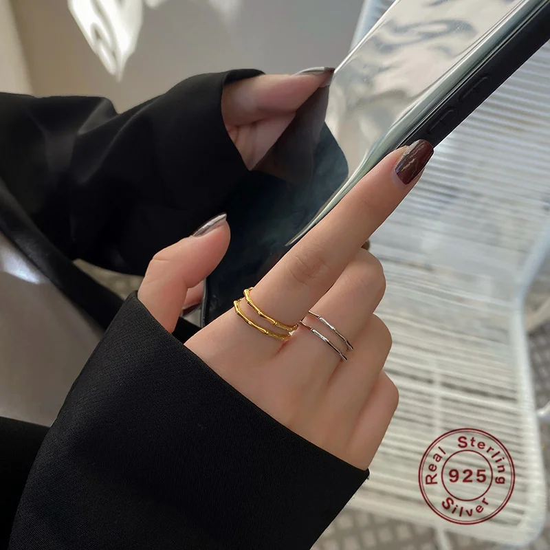 

Original 925 Sterling Silver Ring Korean Fashion Simple Hollow Open Ring Girls All Match Jewelry Accessories 2021 Fashion New