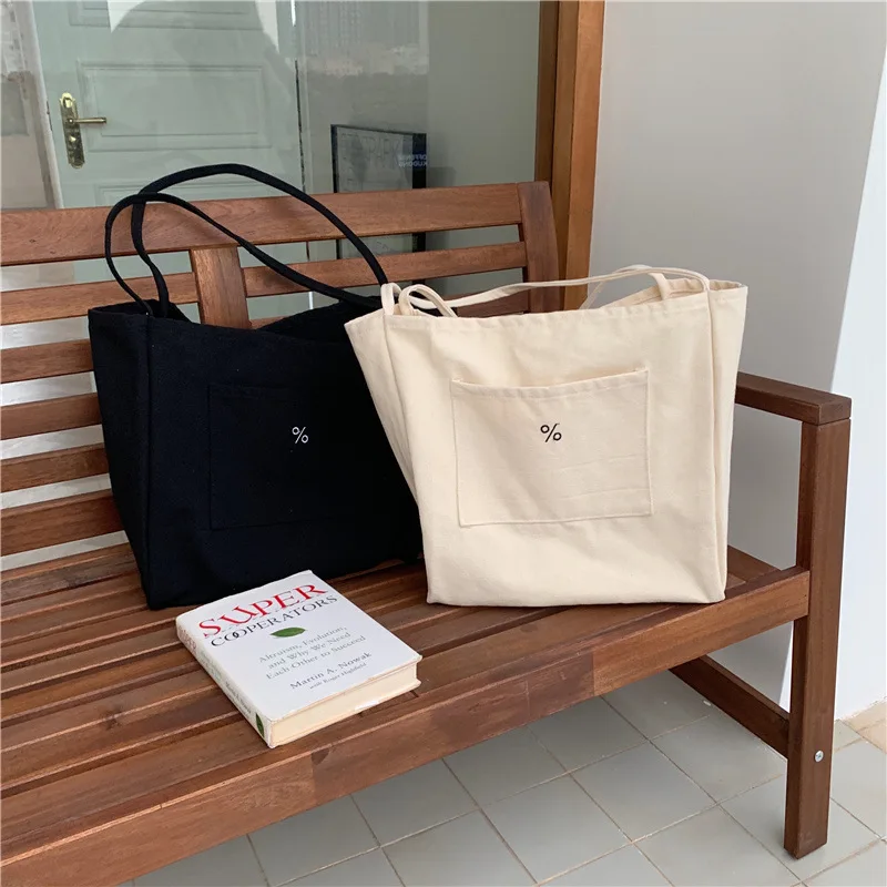 

Korean Tote Shopping Bag Women Shoulder Canvas Bag Student Cotton Cloth Eco Shopper Bag Ladies Reusable Foldable Handbag 2021