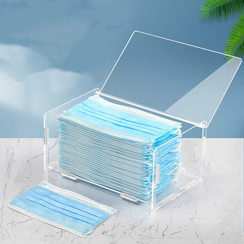 

1pc Hot Selling Disposable Mask Storage Box, Acrylic Transparent Flip Dustproof Portable Organizer