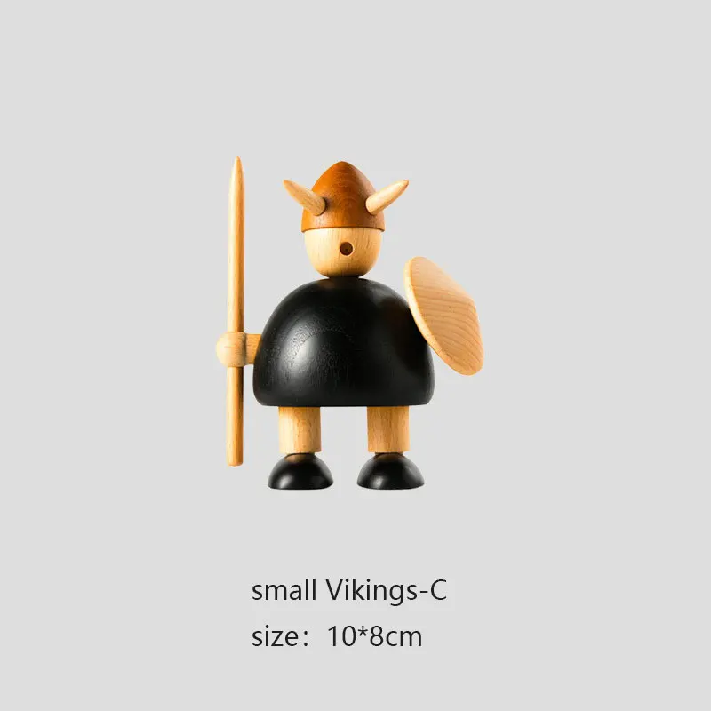 small Vikings-C 1 шт. обезьяна основной цвет деревянные ремесла обработки тика подарки в виде животного практичные домашние твердые деревянные украшения - Цвет: small Vikings-C