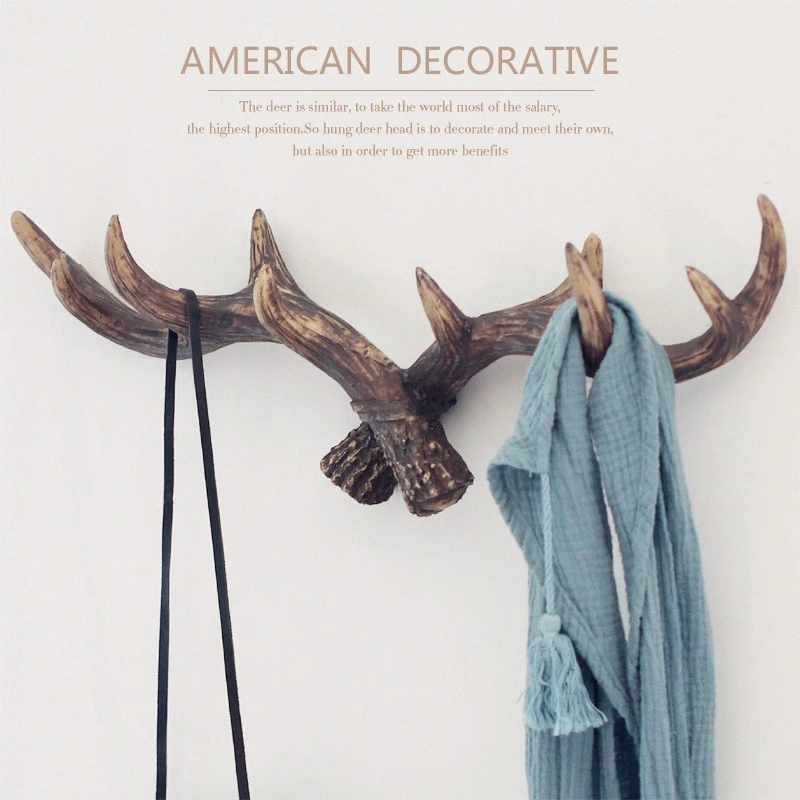 

Смоляный материал, Северная Европа, рога, настенная подвесная старая рукодельная Входная клейкая вешалка для ключей, крепкое чувство дизай...