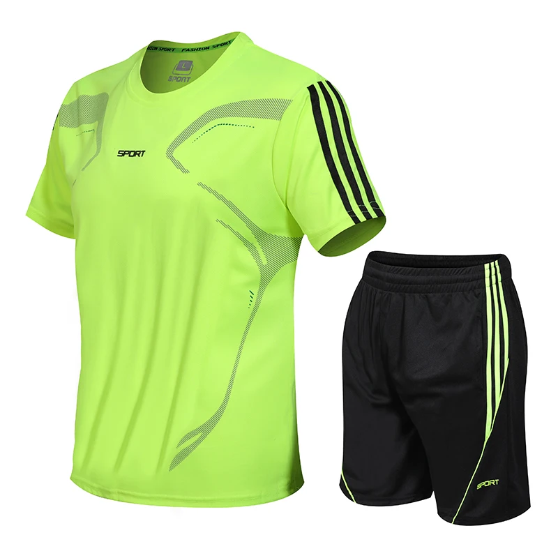 

Летний мужской размера плюс 8XL спортивный костюм футболка + шорты из двух частей быстросохнущая Спортивная одежда для фитнеса бега повседне...