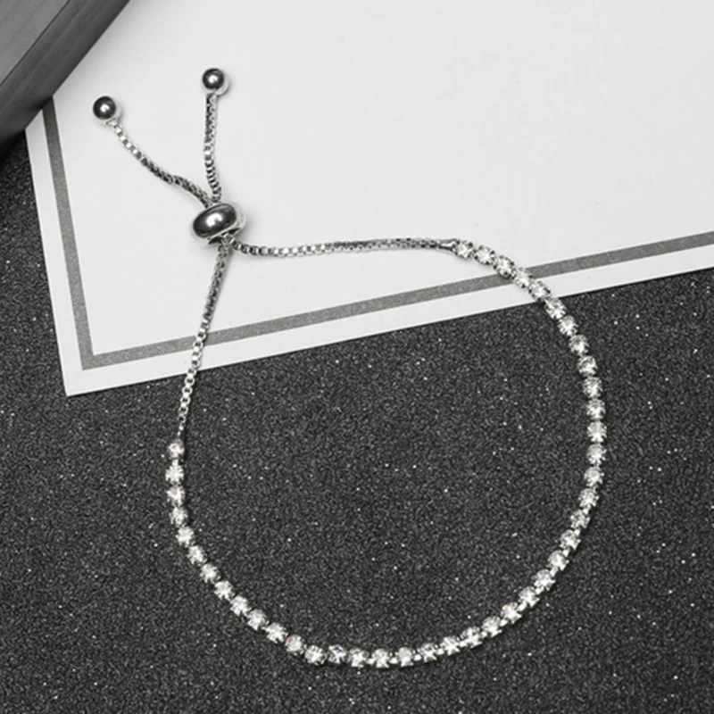 

Womens Copper Plated Cubic Zirconia Adjustable Tennis Bracelet Jewelry Gift