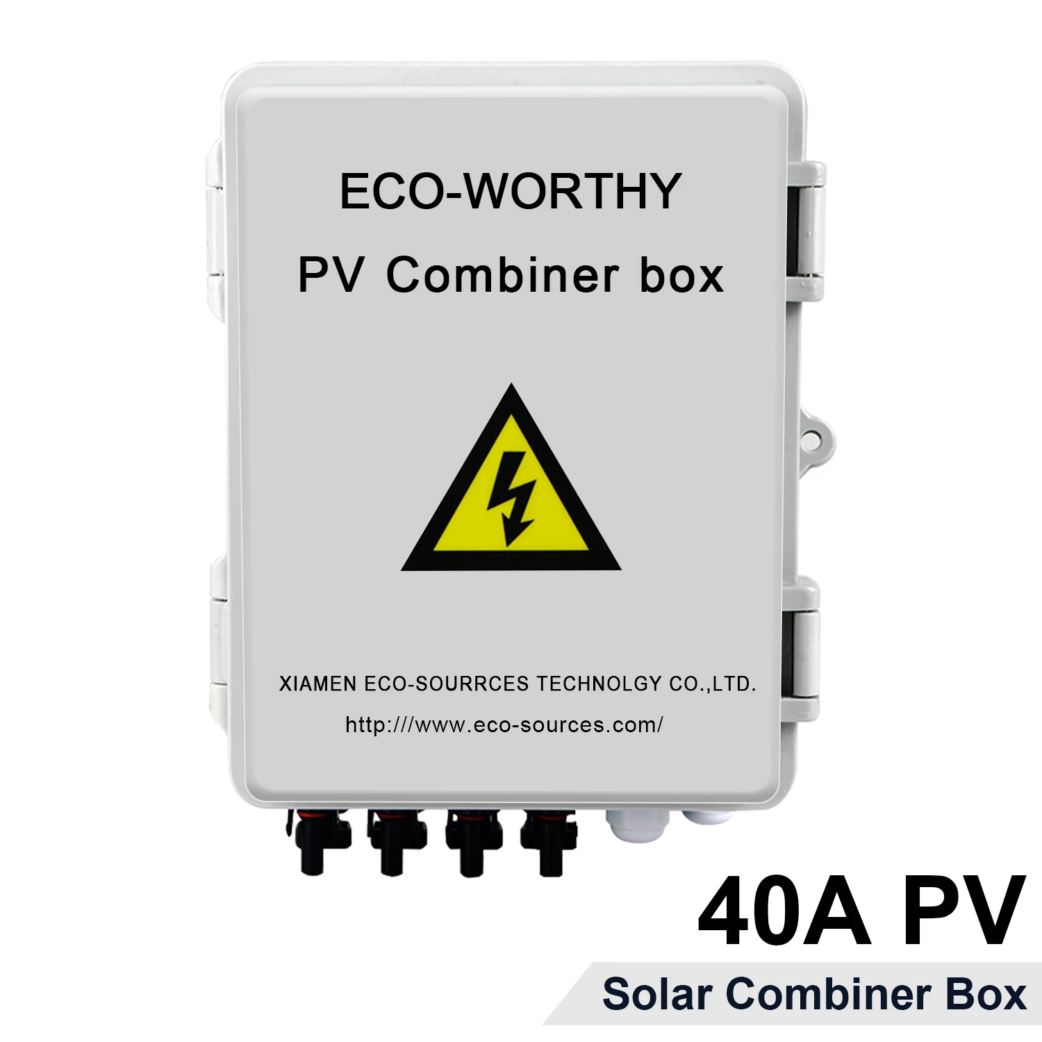 ECO-WORTHY 4 струнные PV Combiner Box с молниеразрядностью, 12A Номинальный ток предохранителя и автоматические выключатели для включения/выключения системы сетки