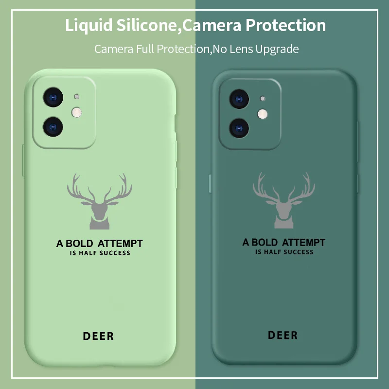 

Stylish Deer Pattern Case For iPhone 12 Pro Max 11 X XS XR XSMAX SE2020 8 8Plus 7 7Plus 6 6S Plus Liquid Silicone Phone Case
