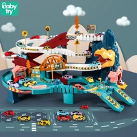 boys montessori toys track cars for children dinosaur adventure brain table game electric parking lots toys for kids xmas gifts