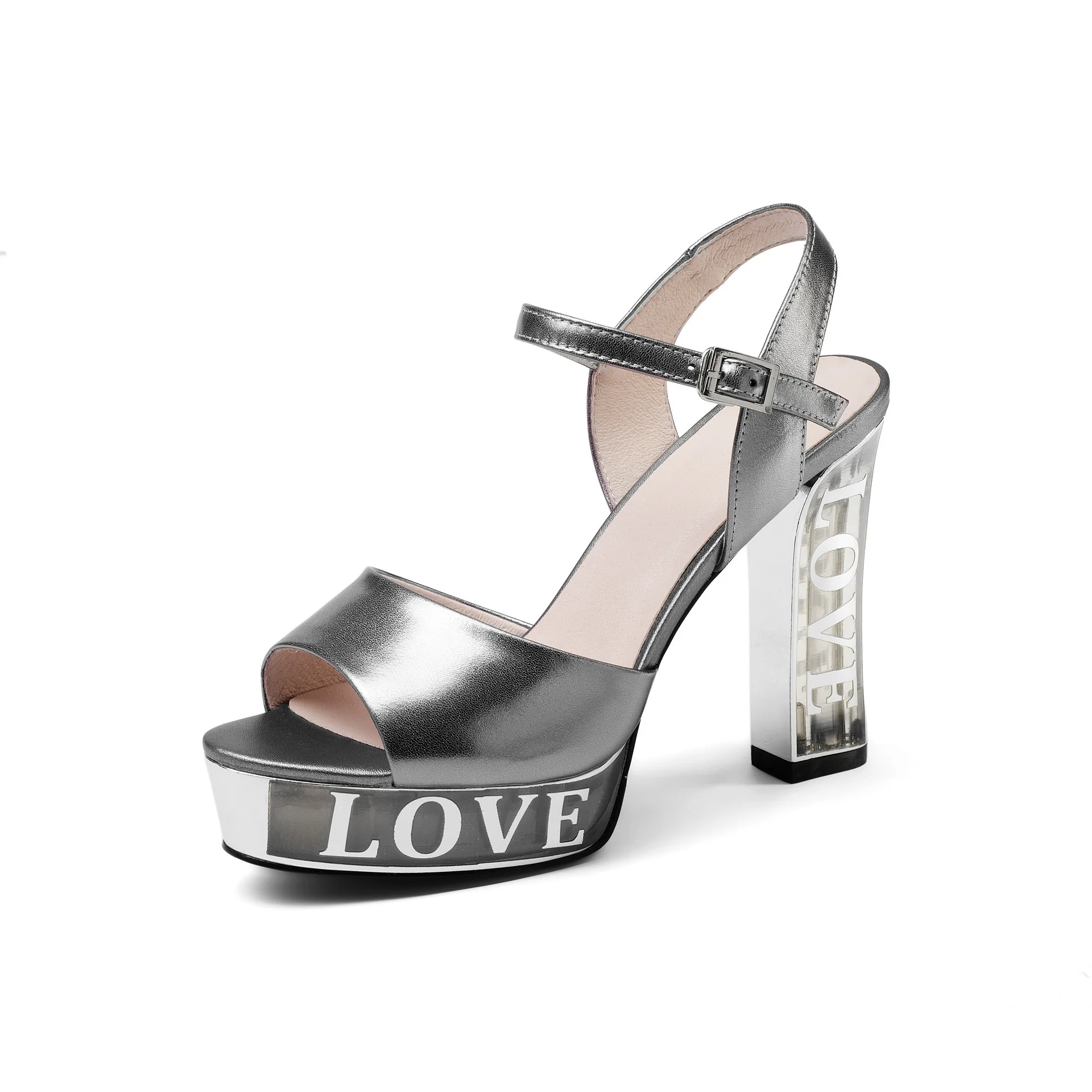

high-heeled shoes catwalk with open-toed sandals 2021 leather waterproof platform female