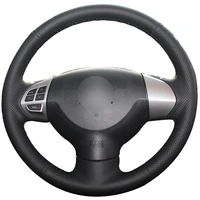 diy non slip durable black natural leather car steering wheel cover for mitsubishi lancer ex outlander asx colt pajero sport