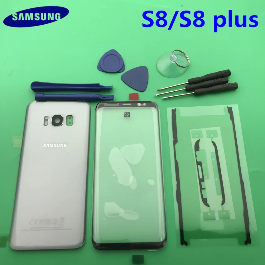 Передний экран стекло объектив samsung Galaxy s8 edge G950 S8 plus G955 Задняя крышка батареи задняя крышка корпус с клеем