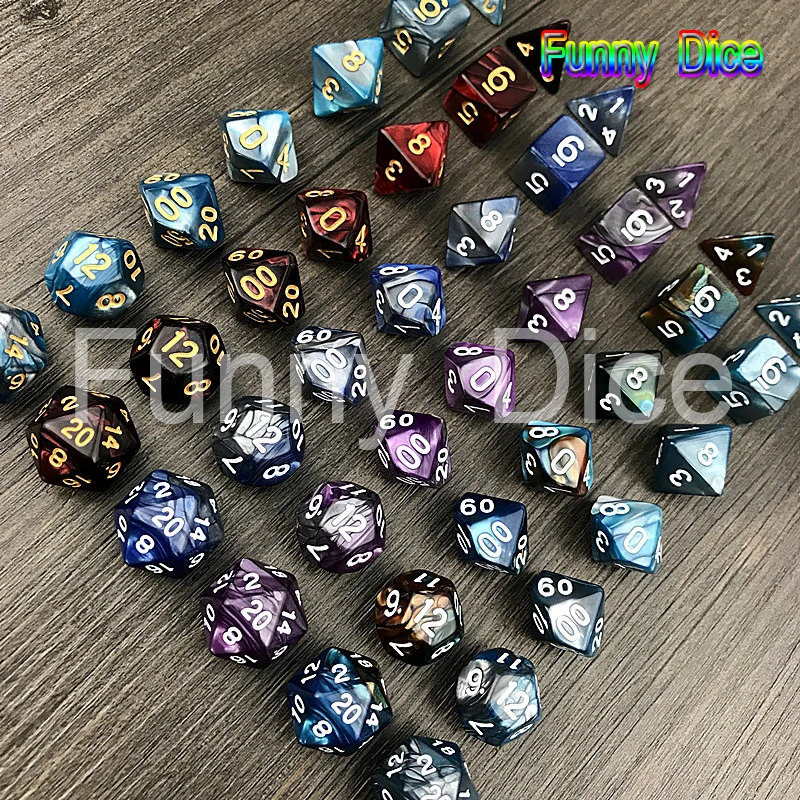 Новое поступление 7 шт 2 цветные кости набор с эффектом туманности игральные DnD d4 d6