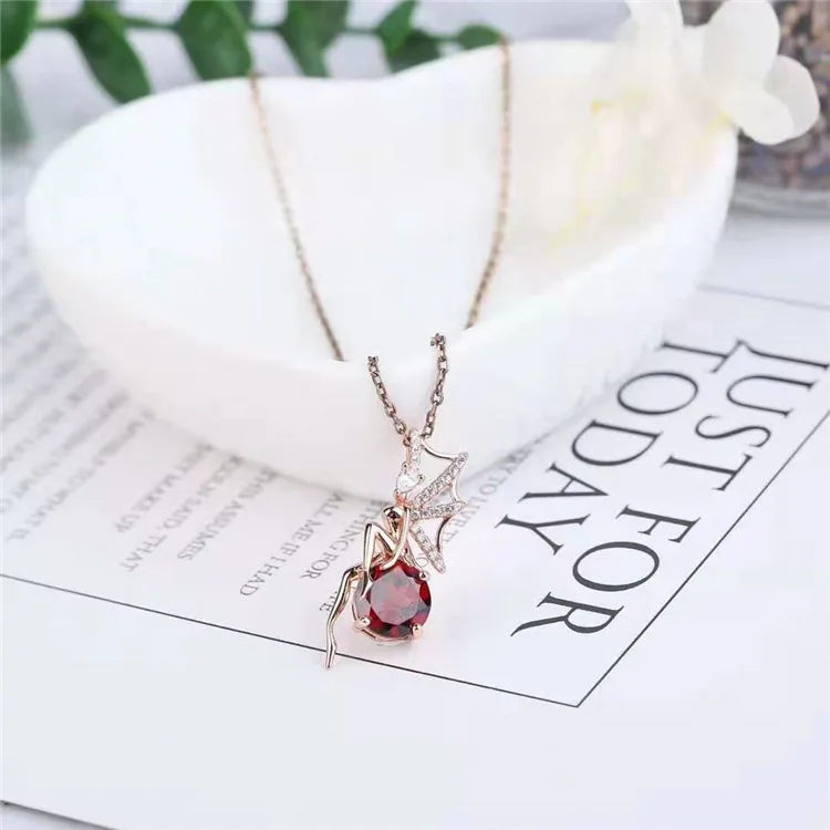 Pigeon blood 8mm Natural Garnet Pendant 925 pure silver exquisite gift gold jewelry jade necklace sterling | Украшения и