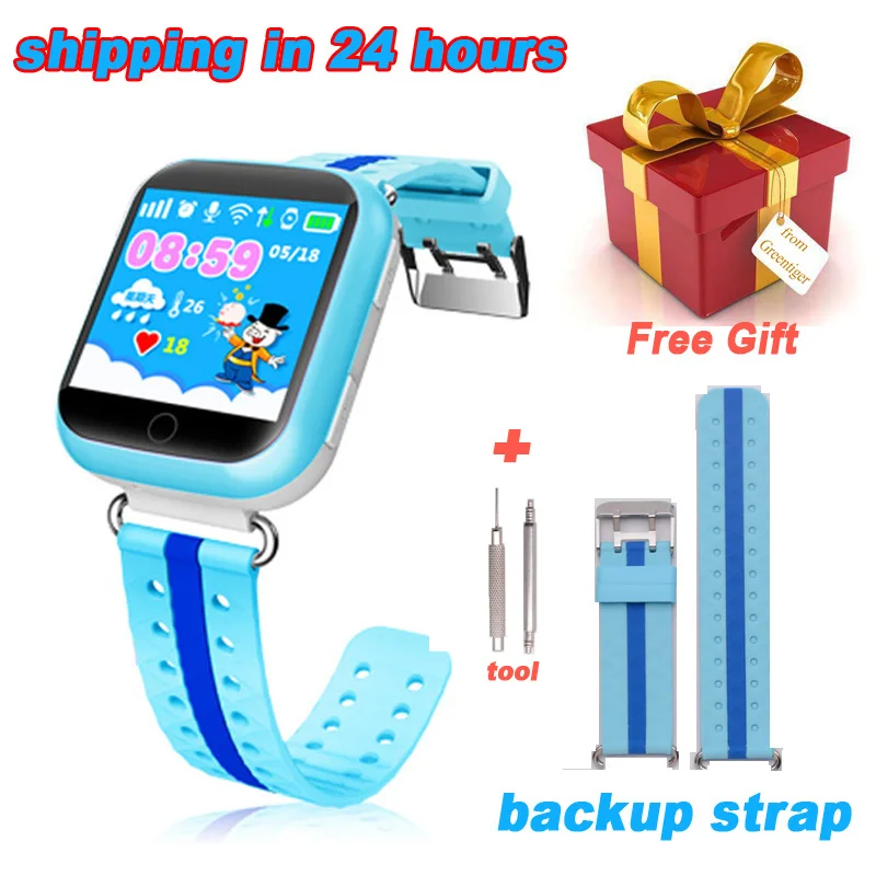 blue with strap Gps умные часы Q750 Q100 Детские умные часы с 1,54 дюймовым сенсорным экраном SOS устройство отслеживания местоположения вызова для детей безопасный PK Q50 Q90 - Цвет: blue with strap