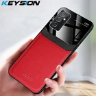 Ударопрочный чехол KEYSION для Samsung M52, модель M32, искусственная кожа, зеркальное закаленное стекло, ударопрочная задняя крышка телефона для Galaxy A52S 5G