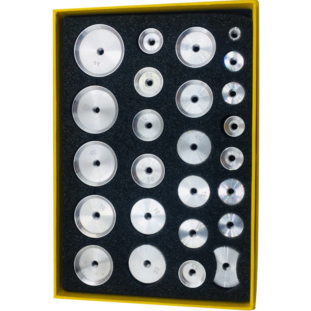 

25pcs Practical Press Mould Case Dies Set Back Durable Threaded Professional Pliers Aluminum Tool Watch Repair Crystal Closers