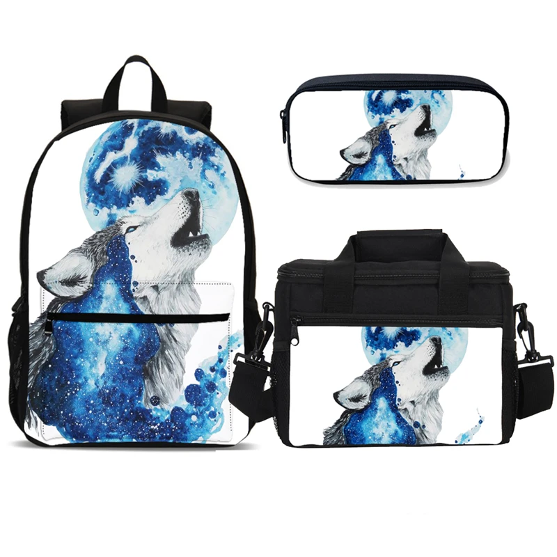 Комплект из 3 предметов крутая школьная сумка с волком Детский Повседневный