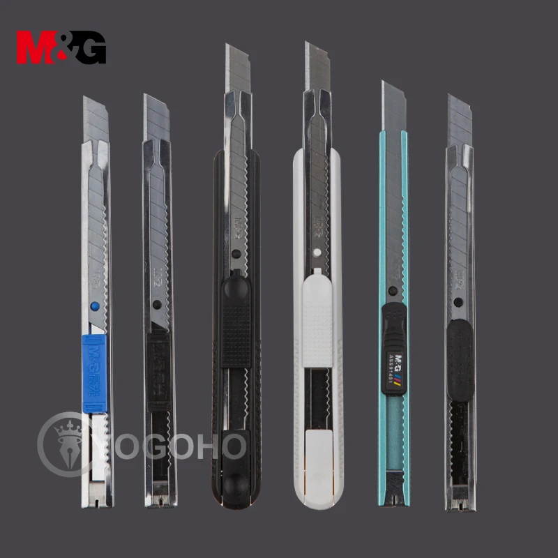

M&G 4pcs Utility Knife 9mm/18MM Paper Cutter Stationery Knife Stainless Steel Metal Office High Carbon Steel AKnife Metal Blade