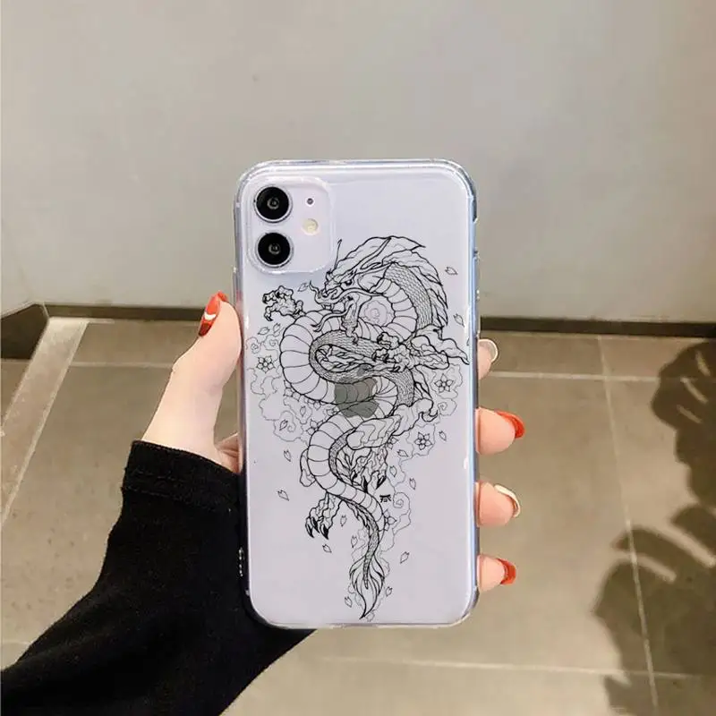 

Chinese dragon style art aesthetics Phone Case Transparent for iPhone 6 7 8 11 12 s mini pro X XS XR MAX Plus