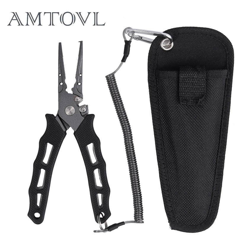 

AMTOVL Aluminum Alloy Fishing Pliers Grip Fishing Accessories Set Fishing Tackle Gear Hook Recover Cutter Line Split Lure pliers