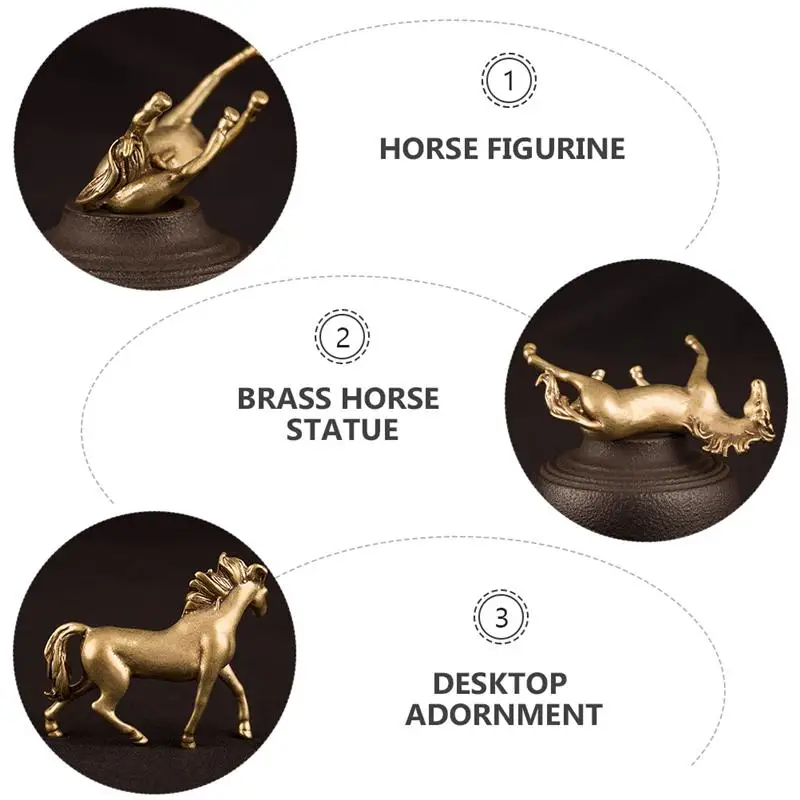 

1Pc Brass Horse Statue Creative Horse Figurine Horse Sculpture Desktop Adornment