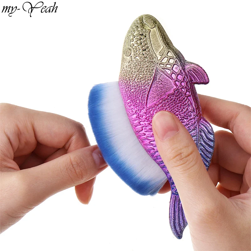 Щетка для удаления пыли в форме рыбы мягкая щетка очистки волос блестящая пудра