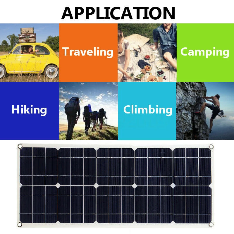 

100W 18V Dual USB Solar Panel Battery Charger+30 PWM Solar Controller for Boat Car Home Camping Hiking 30A