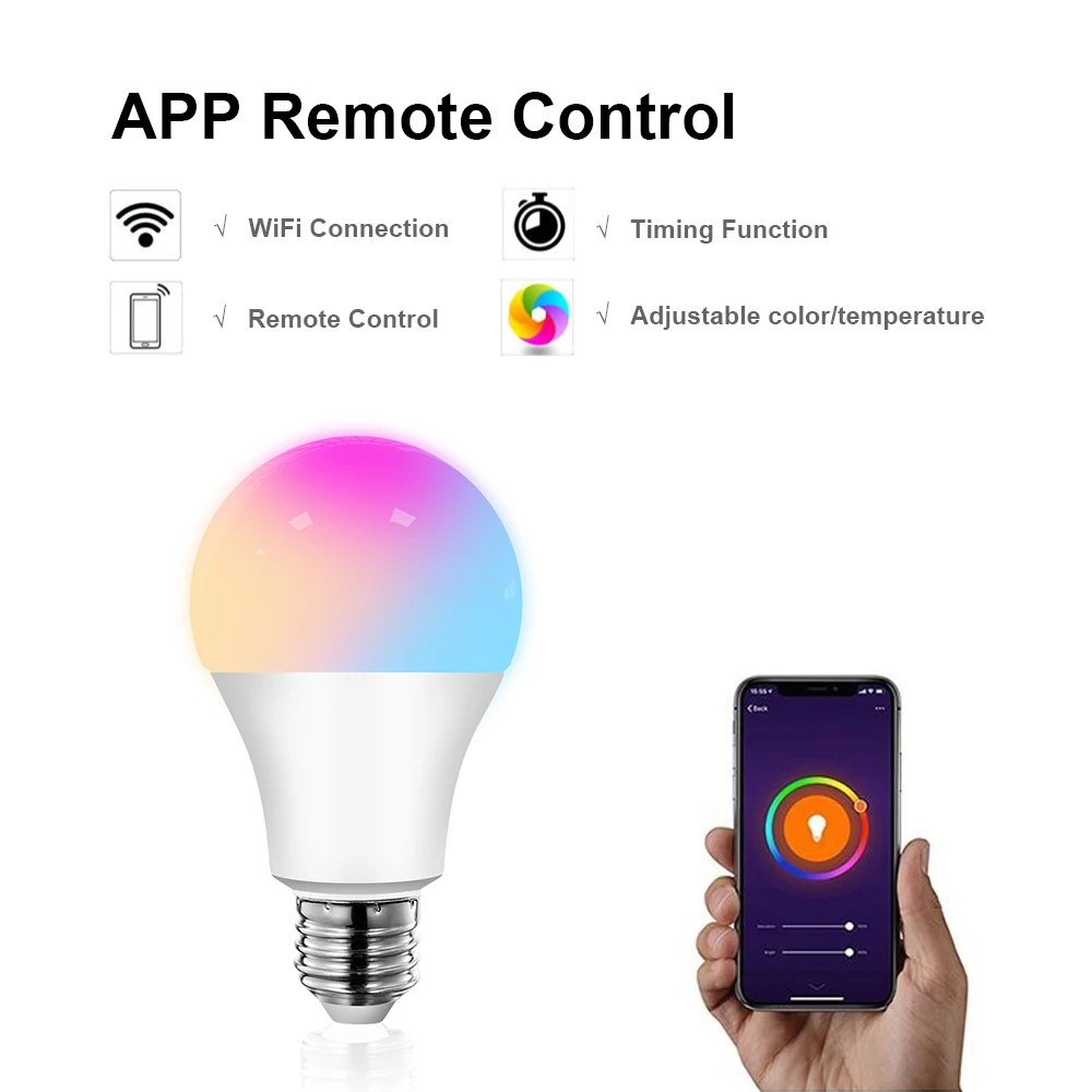 Умный светодиодный светильник AVATTO Tuya 12 Вт 15 Wi Fi E27 RGB с регулируемой яркостью