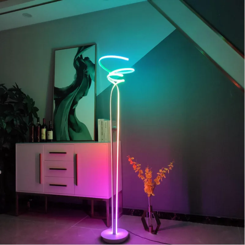 

Nordic modern design multicolor standing luxury floor lamp living room sofas bedroom restaurant RGB corner light led colorful