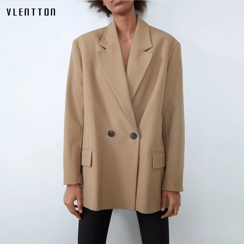 Женский однобортный Блейзер Повседневная Свободная куртка сплошная верхняя