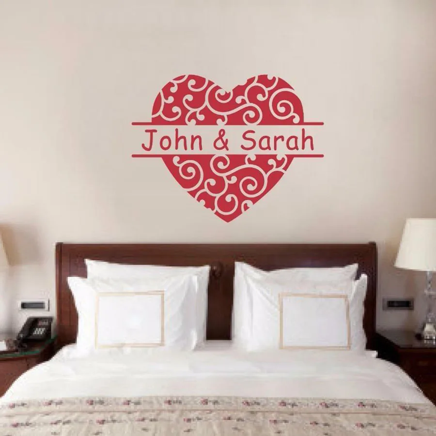 Любовь Наклейка на стену в виде сердца заказ имя святого Валентина виниловая