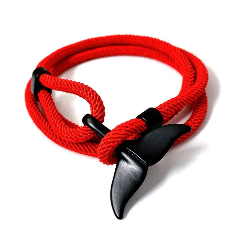 

2021 Summer Handmade Whale Tail Viking Rope String Bracelet Beach Surfing Paracord Wristband Fashion Jewelry Unisex