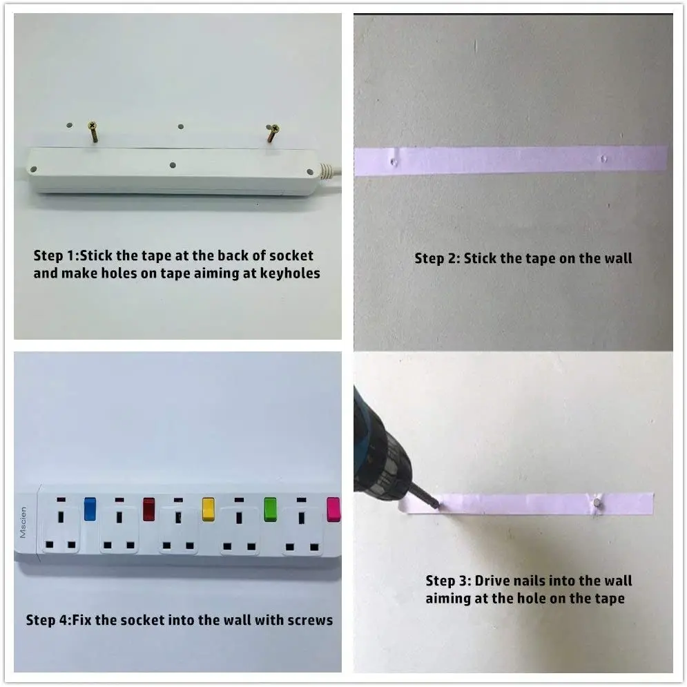 

Mscien Multi Scokets Power Strip Individually Switched 5 Way Surge Protected Power Strip Wall Mountable Extension Cord 1.8M
