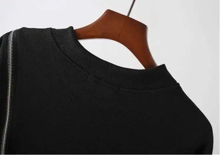 

Tij Merk persoonlijkheid jas mannelijke nachtclub podium kostuum multi-zip ronde hals lange mouwen T-shirt mannen Mode