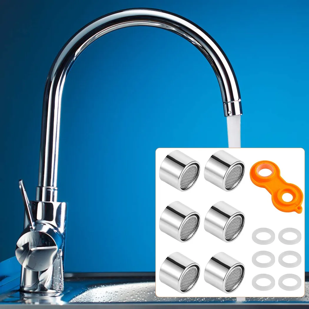 

6 Pieces Tap Aerator Replacement M22 Stainless Steel Kitchen Bathroom Tap Double-layer Aerator Replacements
