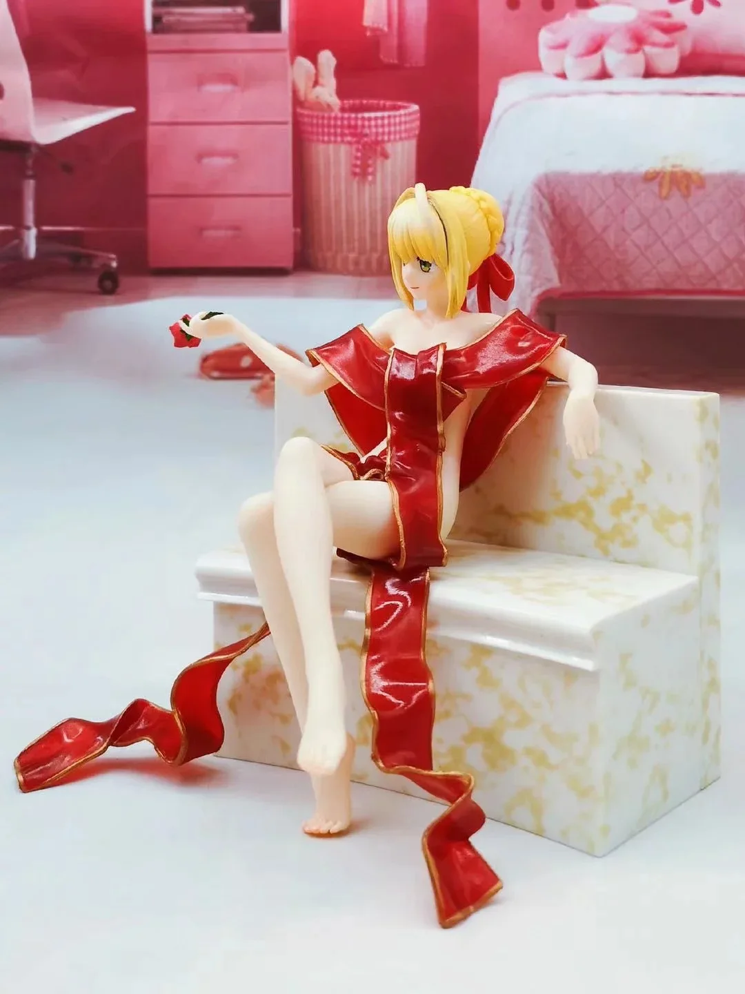 Аниме 16 см Aniplex Fate/Grand Order Last Encore Red Saber Lily Нерон Клавдий халат Ver. Привлекательная