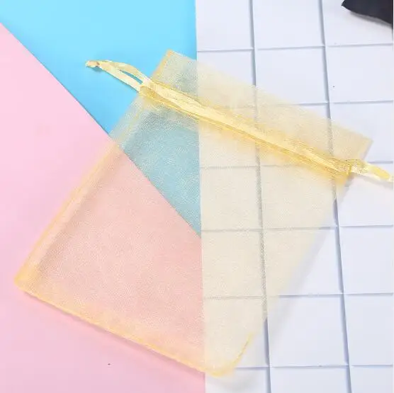 Золотой 100pcs/Lot Organza Drawstring Bags 5x7 7x9 9x12 10x15cm Jewelry Packaging Bags Wedding Christmas Birthday Gift Packing Pouces - Цвет: Золотой