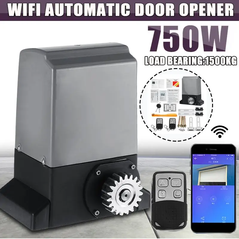 

750W 1500KG WiFi Remote & APP Control Automatic Electric Sliding Gate Opener Operator Motor With Release Key Infrared Sensor