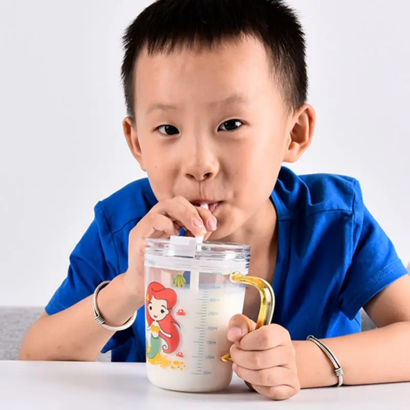 Стеклянная чашка для молока детские бутылочки кормления с соломинкой