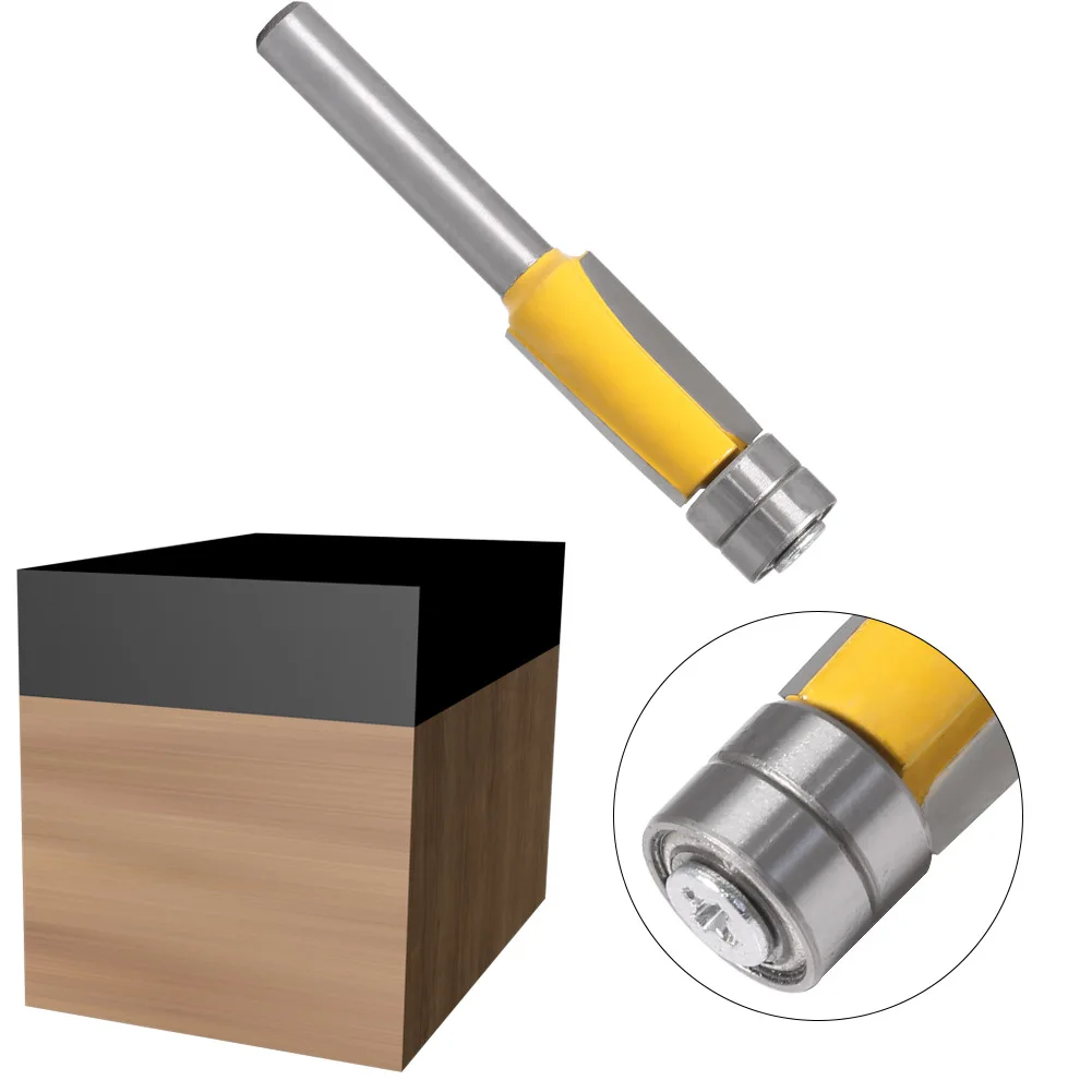

6 мм хвостовик сливная отделка фрезы с подшипником деревообрабатывающая Концевая фреза
