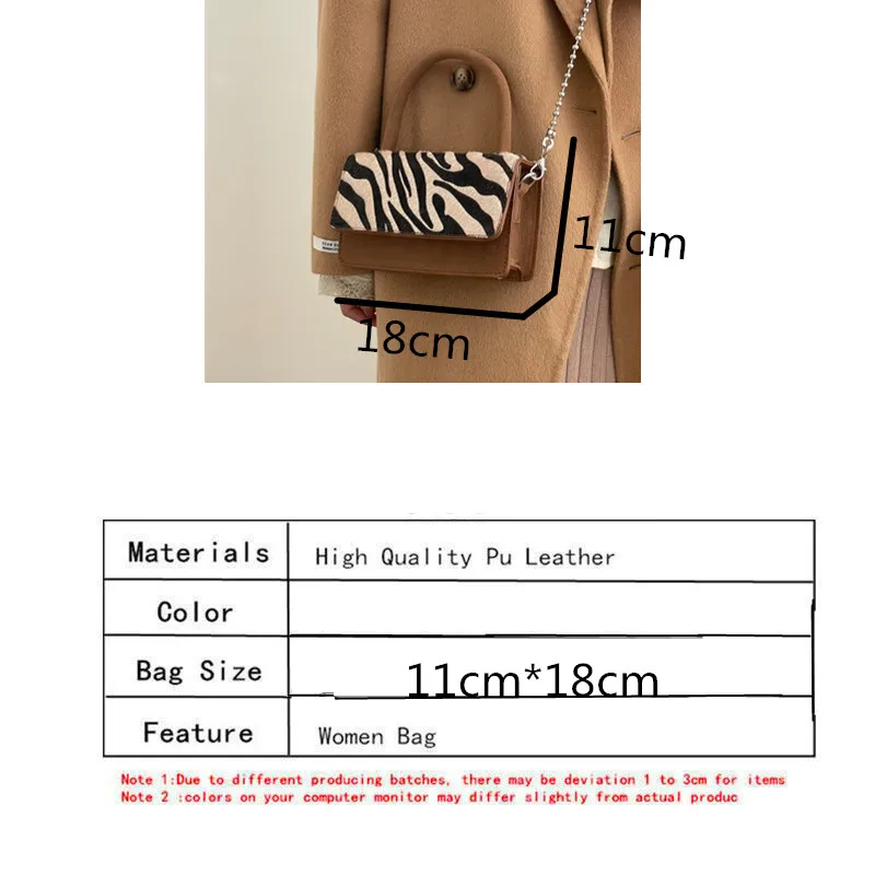 

Cow Zebra Pattern Square Women's Handbag Serpentine Chain Crossbody Bags for Women 2021 Animal Print Top-Handle Shoulder Bag New