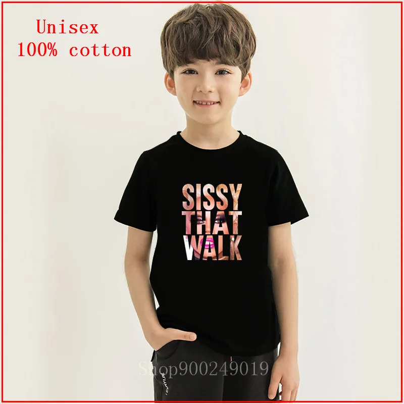 Футболка для мальчиков и девочек с изображением Сисси которая ходит футболка