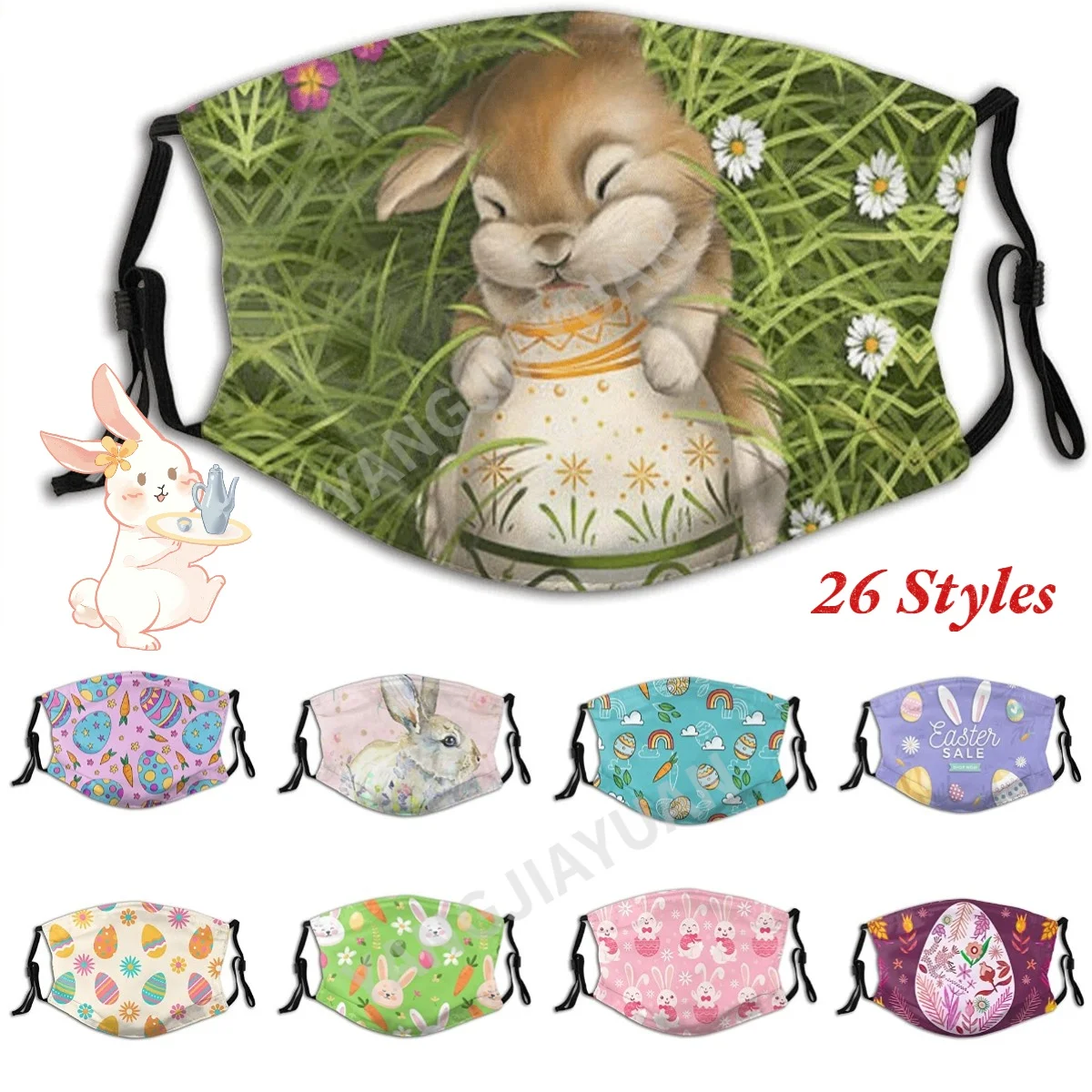 

Маска для лица с пасхальным кроликом и морковкой для мужчин и женщин, многоразовая дышащая Балаклава, банданы с 2 фильтрами