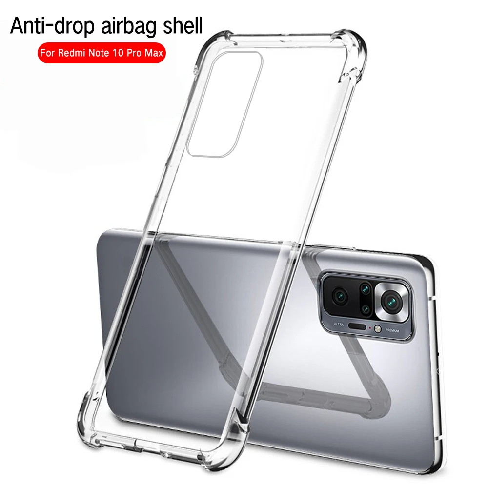 anti knock phone case for redmi note 10 pro max 10pro 11 pro clear transparent silicone case for xiaomi redmi note 10 10s coque free global shipping