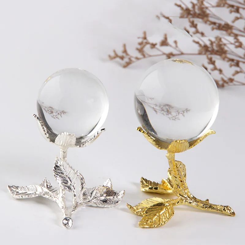 

1PC Rose Flower Metal Base Crystal Ball Mineral Specimens Display Stand For DIY Home Desktop Ornaments