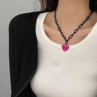 new fashion hip hop personality design heart necklace clavicle chain love pendant necklaces sweater chain for women jewelry gift