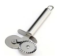 stainless steel pizza knife double wheels hob cutter creatives kitchen knife for pizza dough pasta pastry kitchen accessories
