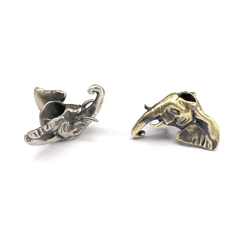 

Brass Knife Beads Pendants Jewelry African Wild Elephant Animal Head DIY Umbrella Rope Lanyard Hanging Accessories Keychain EDC