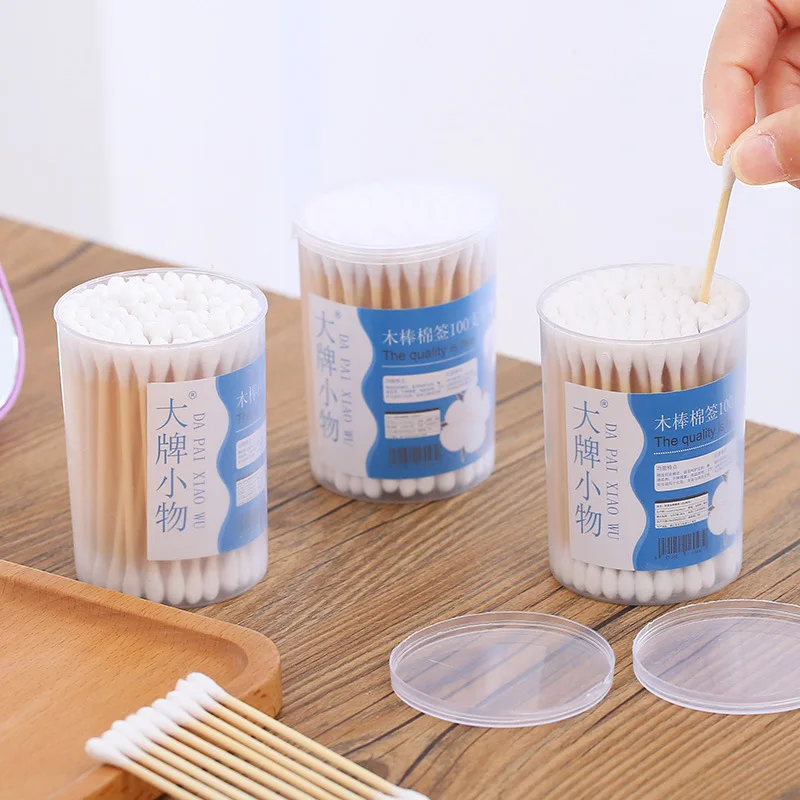 100 большие брендовые маленькие деревянные палочки и ватные тампоны для