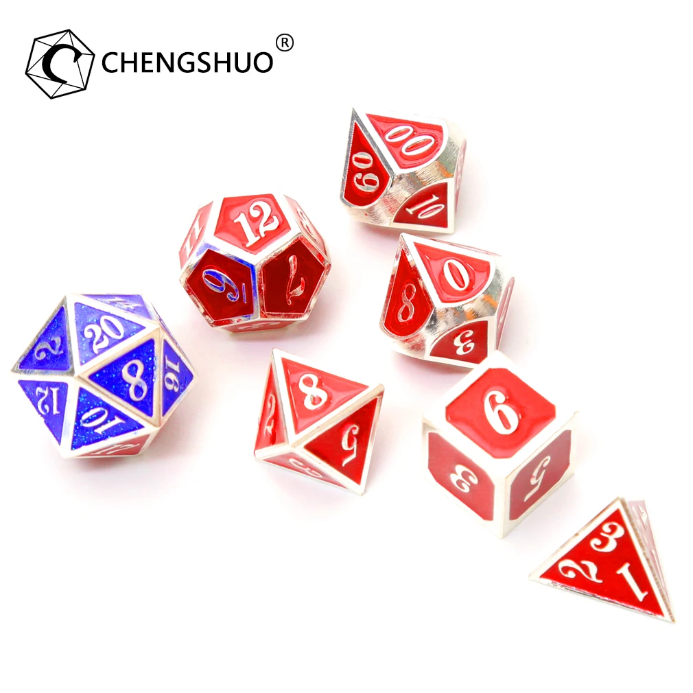 Chengshuo rpg металлические кости dnd многогранник кубики наборы Настольный косплей игры цинковый сплав кран кости пользовательский цвет шаблон d20 12 8